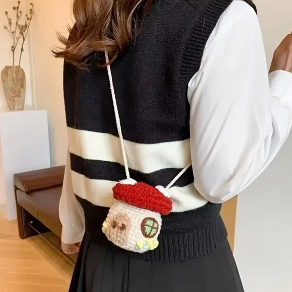 Crochet Mushroom Bag with Red Cap, NWOT - Picture 2 of 9